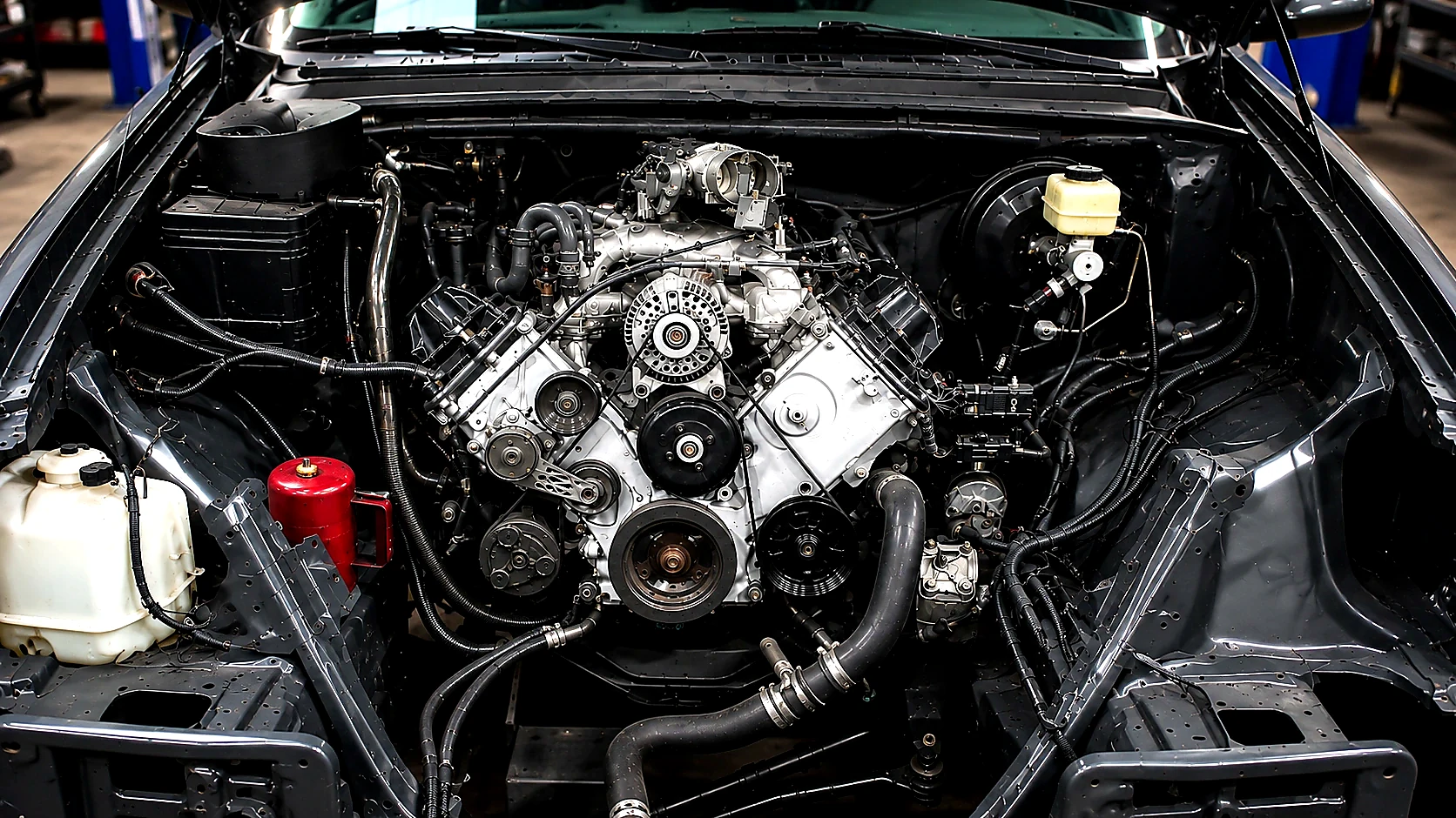 V8 engine bay service